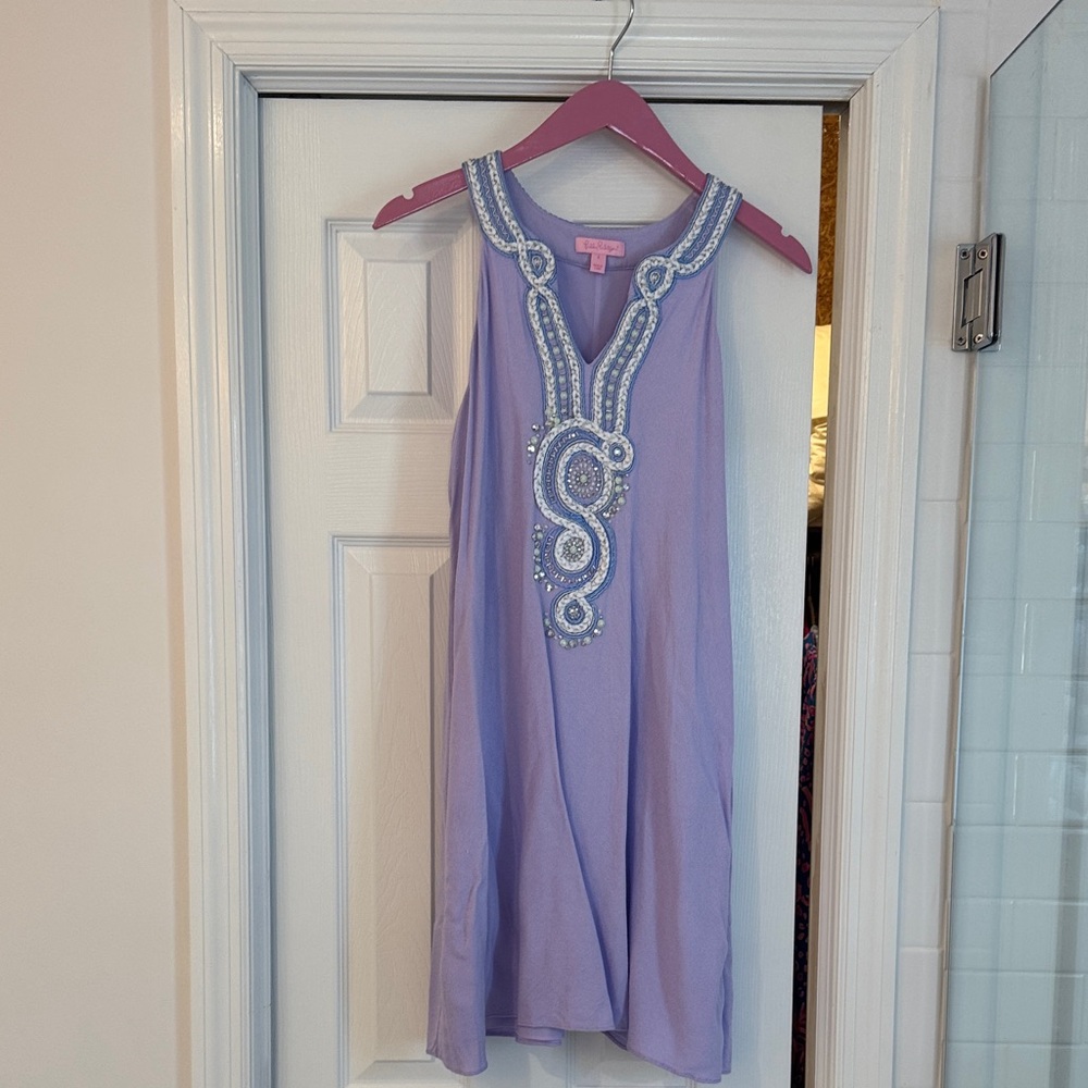 Lilly Pulitzer Lavender Dress with Blue Embellishments